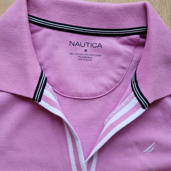 Nautica Sustainably Crafted Ocean Split-Neck Polo - Pink - Size Medium - Picture 3 of 6